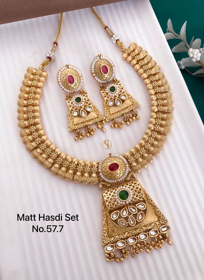 577 MH Brass High Gold Matte Hasadi Set Wholesale Market In Surat
